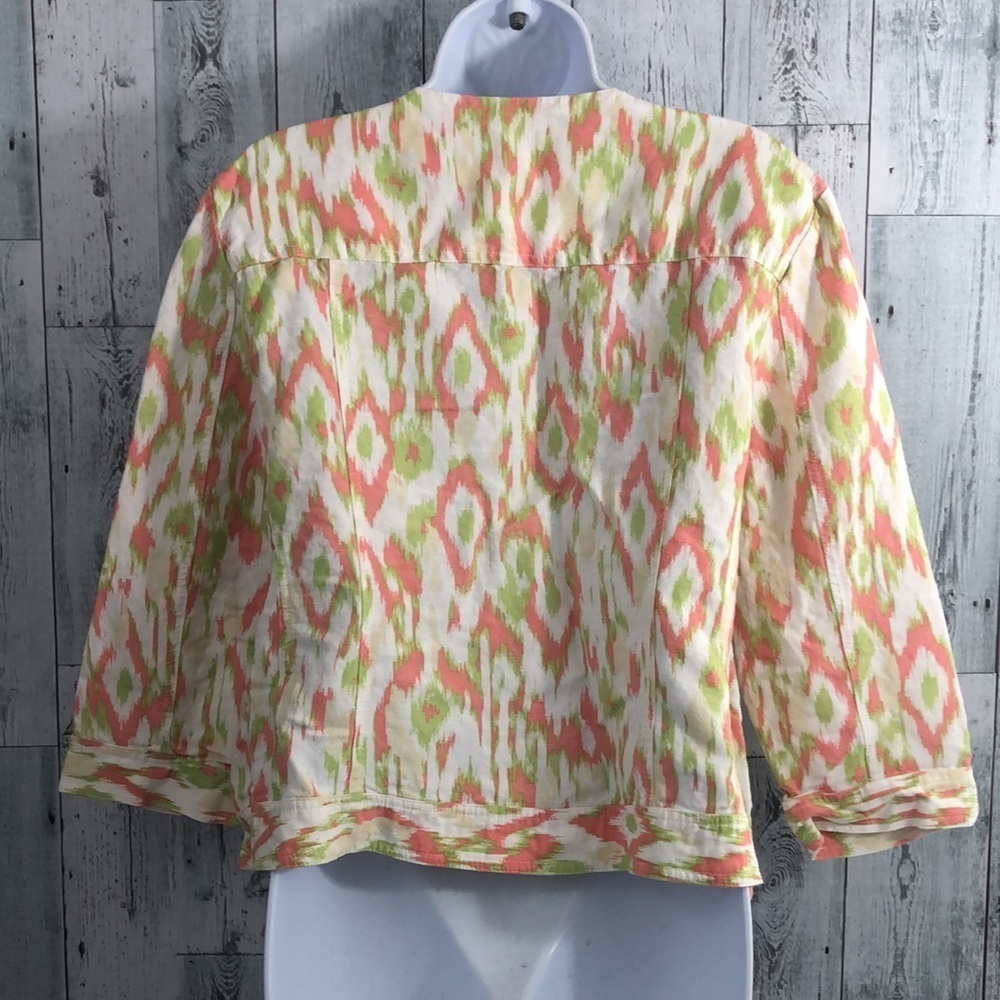 Ruby Rd. Linen Blend Geometric Jacket 18 - Picture 6 of 11